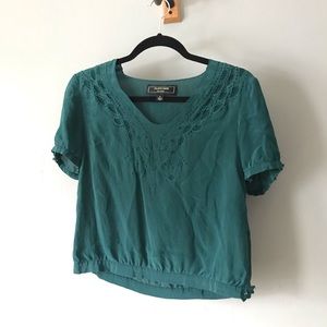 Vintage UO Washed Silk Embroidered Top